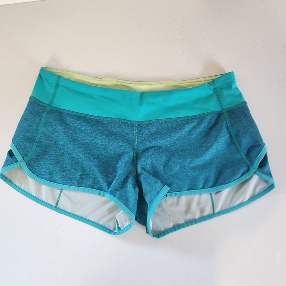 Lululemon Speed Shorts Teal Turquoise Blue Size 6 Gym Running Athletic Stretch - Picture 2 of 7